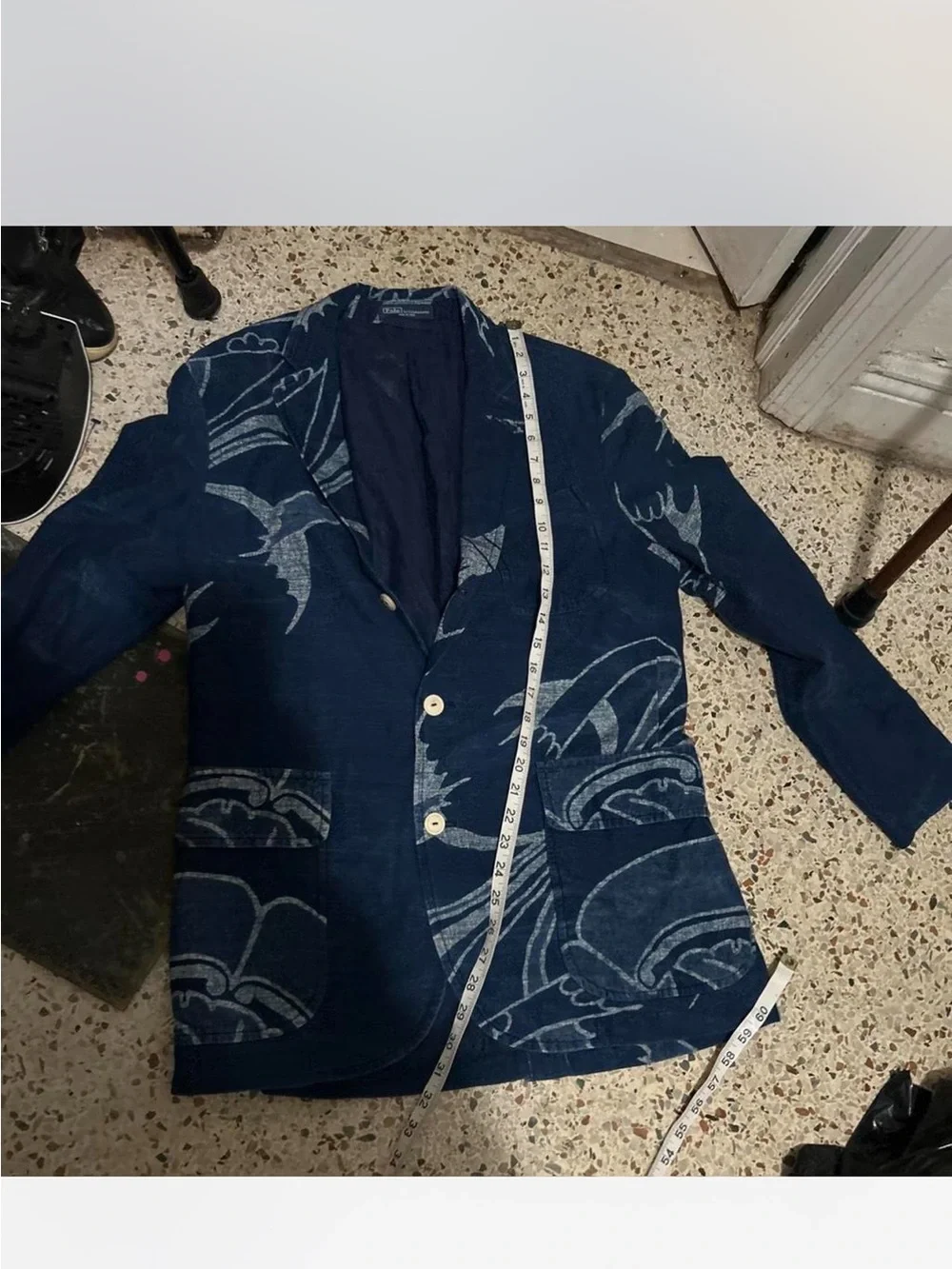 Polo by Ralph Lauren  vintage Navy and Light Gray Patterned Blazer